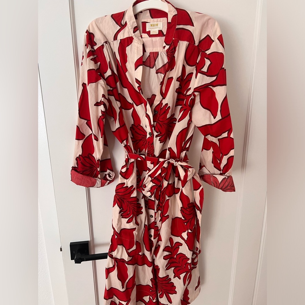 Maeve Anthropologie cotton short dress with mandarin collar